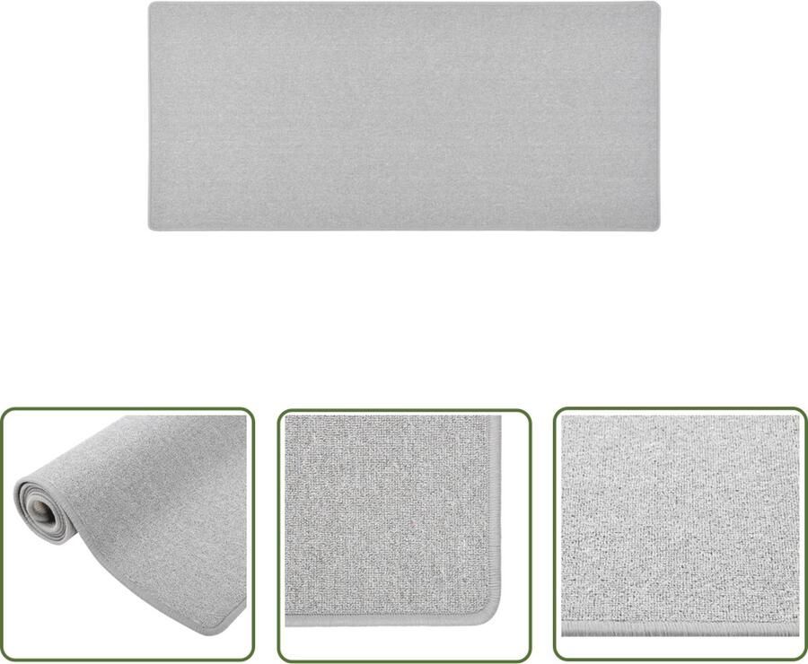 The Living Store Tapijtloper Lichtgrijs 50 x 100 cm 100% Polypropyleen Tapijtloper Vloerkleed Lichts Grijs Polypropyleen 50x100 Cm