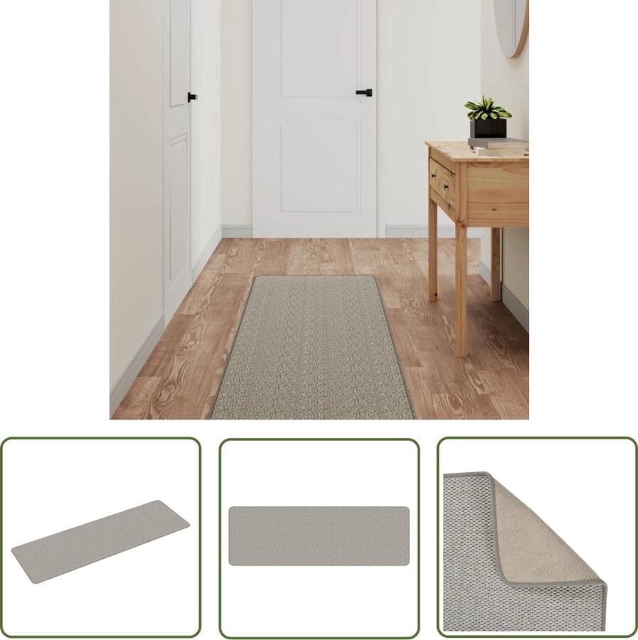 The Living Store Tapijtloper Polypropeen 50 x 150 cm Taupe 5 mm Tapijtroeper Vloerkleed Sisal Look Taupertinten Anti Slip