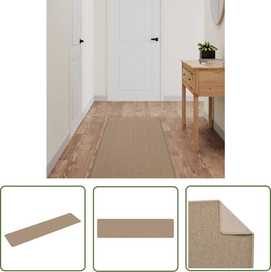 The Living Store Tapijtloper Sisal-stijl 50 x 200 cm Zand Polypropeen Tapijtloper Sisal Look Beige Tapijt Vloertapijten Binnenvloerbekleding