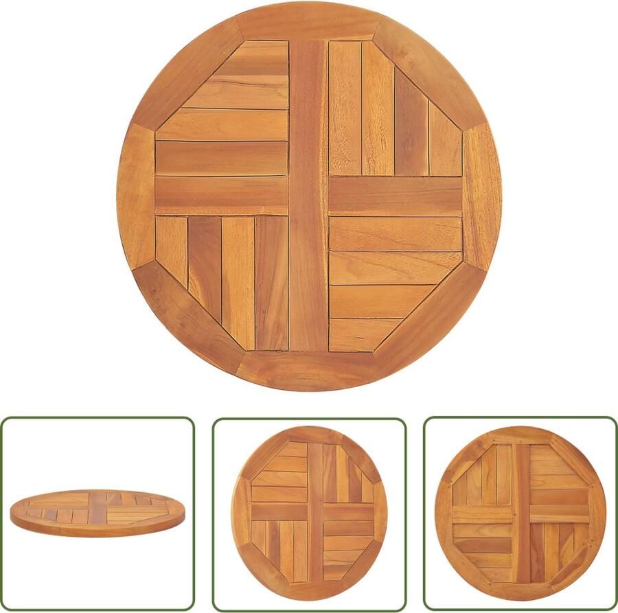 VidaXL The Living Store Teakhouten Tafelblad 50x2.5 cm Rustieke uitstraling