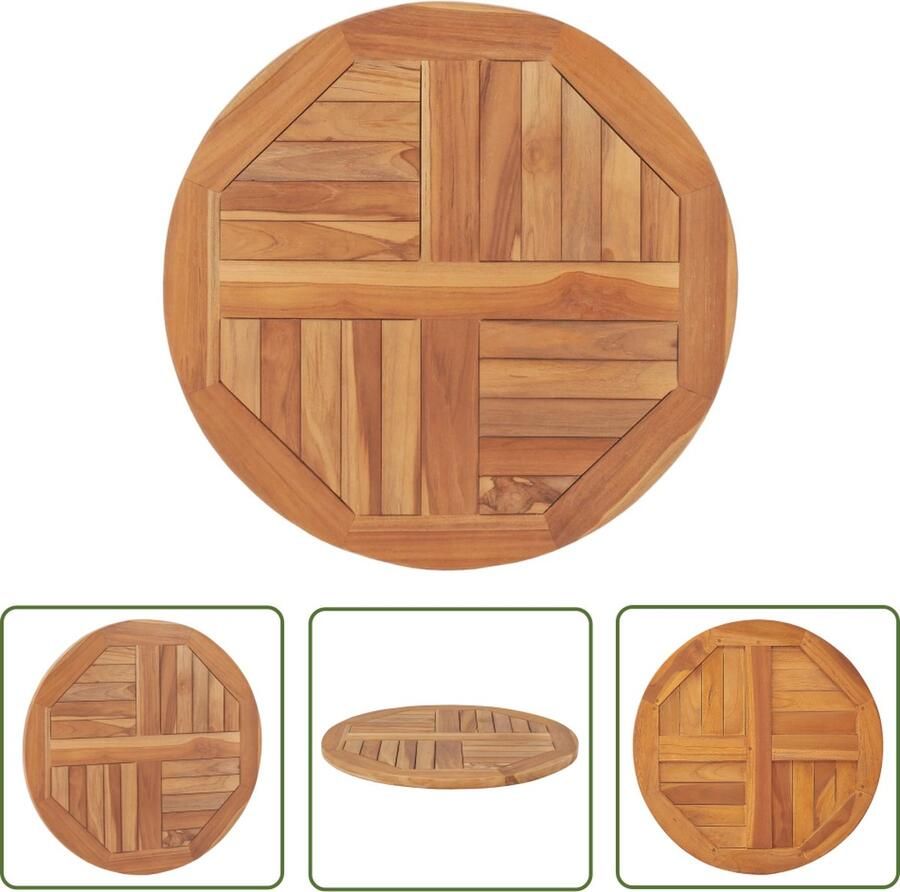 VidaXL The Living Store Teakhouten Tafelblad 60 cm Rustieke Charme