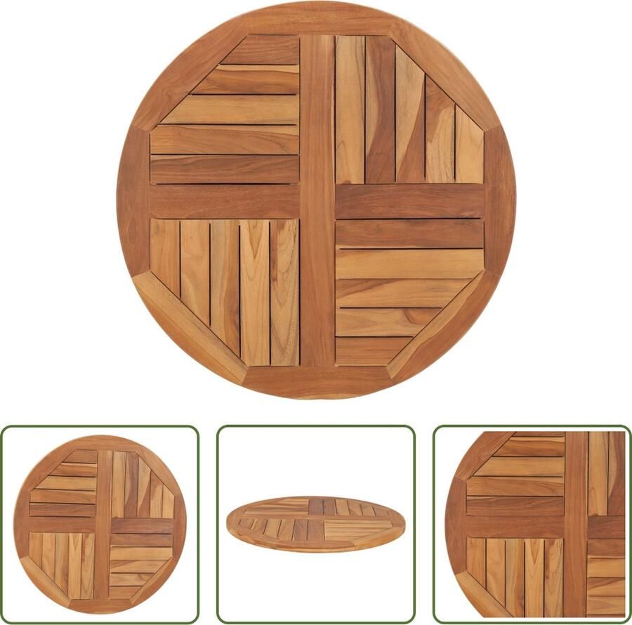 VidaXL The Living Store Teakhouten Tafelblad 70 cm Diameter Rustieke Charme