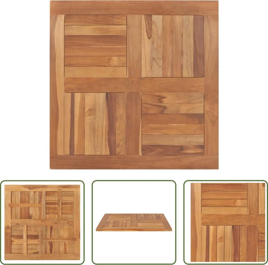 VidaXL The Living Store Teakhouten Tafelblad 80 x 80 x 2.5 cm Rustieke Charme - Foto 2