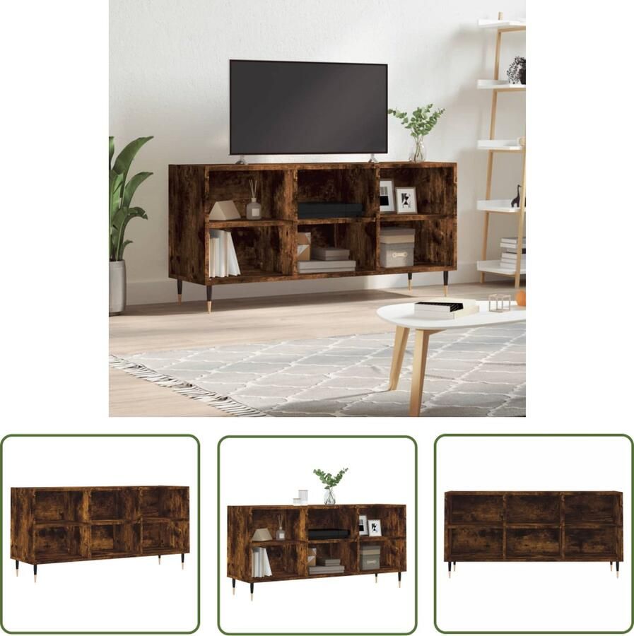 VidaXL The Living Store Tv-meubel 103 5x30x50 cm bewerkt hout gerookt eikenkleurig Tv-meubel Houten Tv-meubel Tv Kast Opbergruimte Tv Bruine Tv-meubel - Foto 2