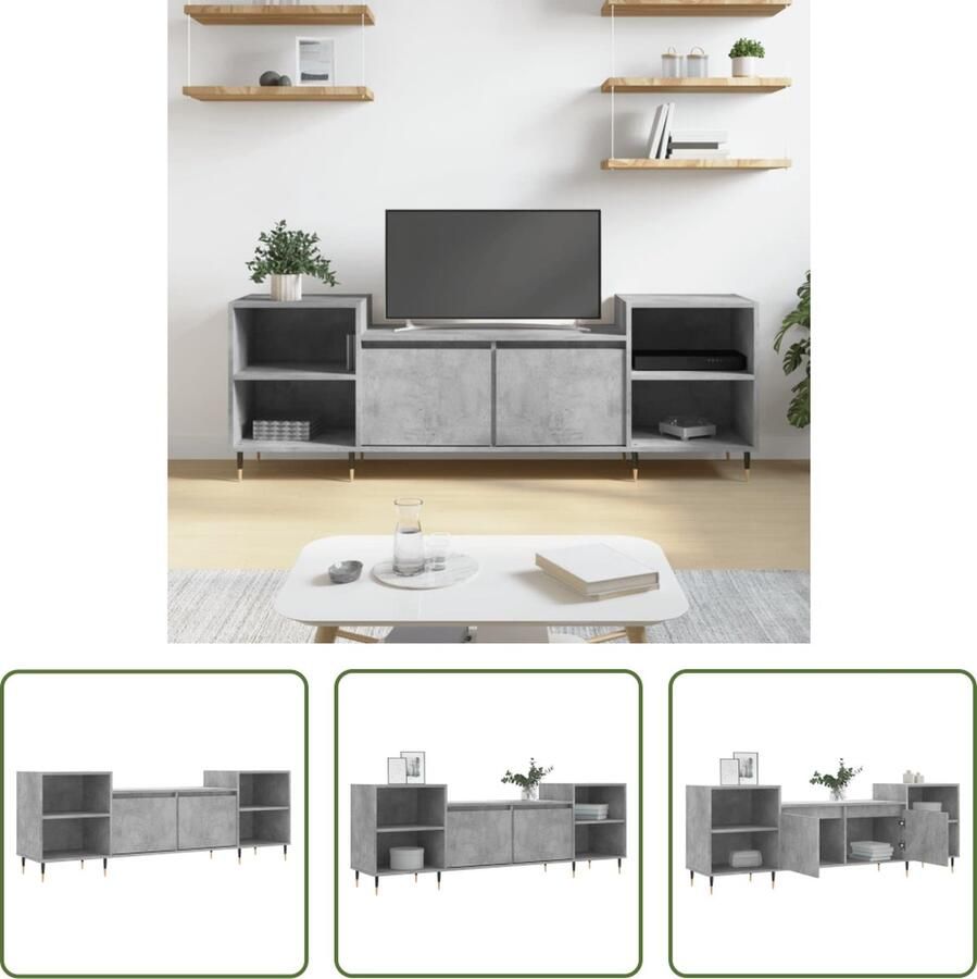 VidaXL The Living Store TV-meubel Betongrijs 160 x 35 x 55 cm Praktisch ontwerp
