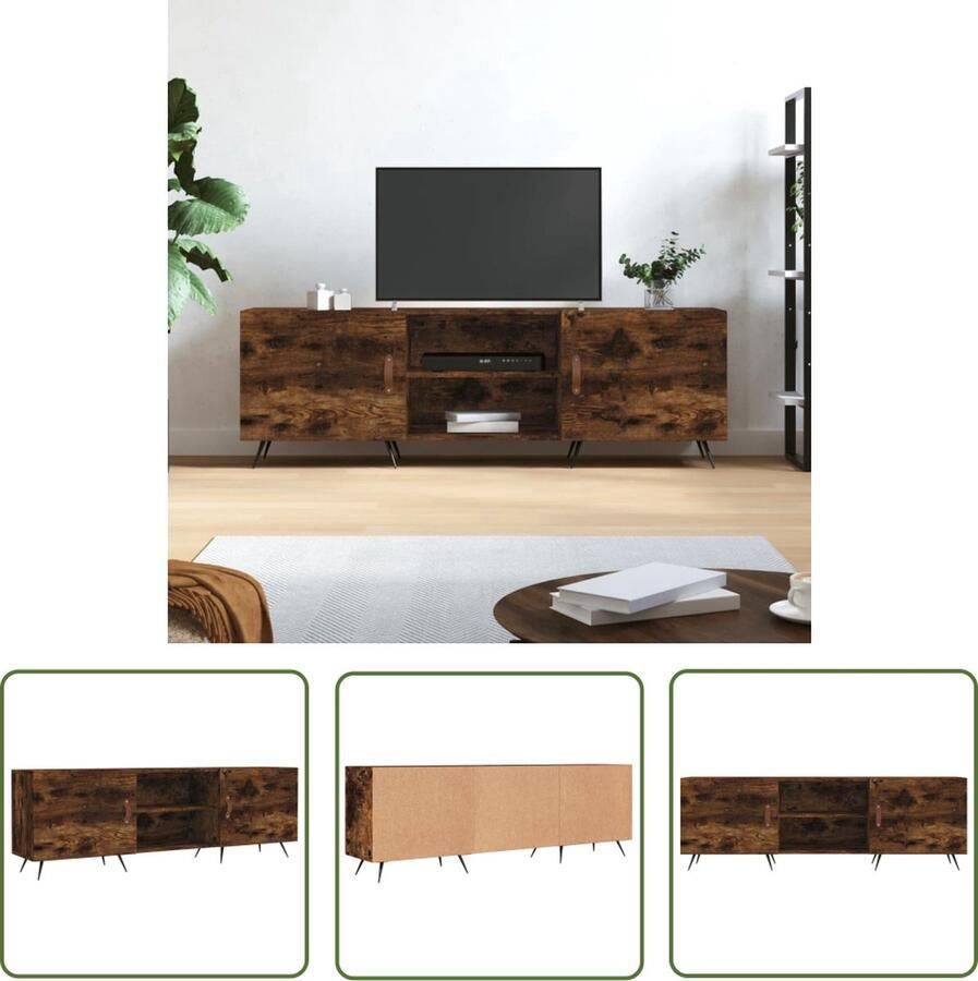 VidaXL The Living Store TV-meubel Gerookt Eiken 150 x 30 x 50 cm Bewerkt Hout en IJzer - Foto 2