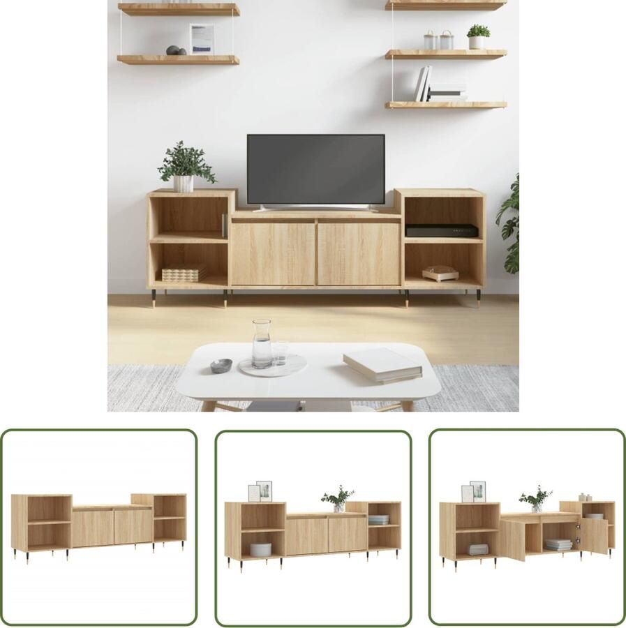 VidaXL The Living Store Tv-meubel Sonoma Eiken 160 x 35 x 55 cm Praktische deuren Voldoende opbergruimte Stevig materiaal
