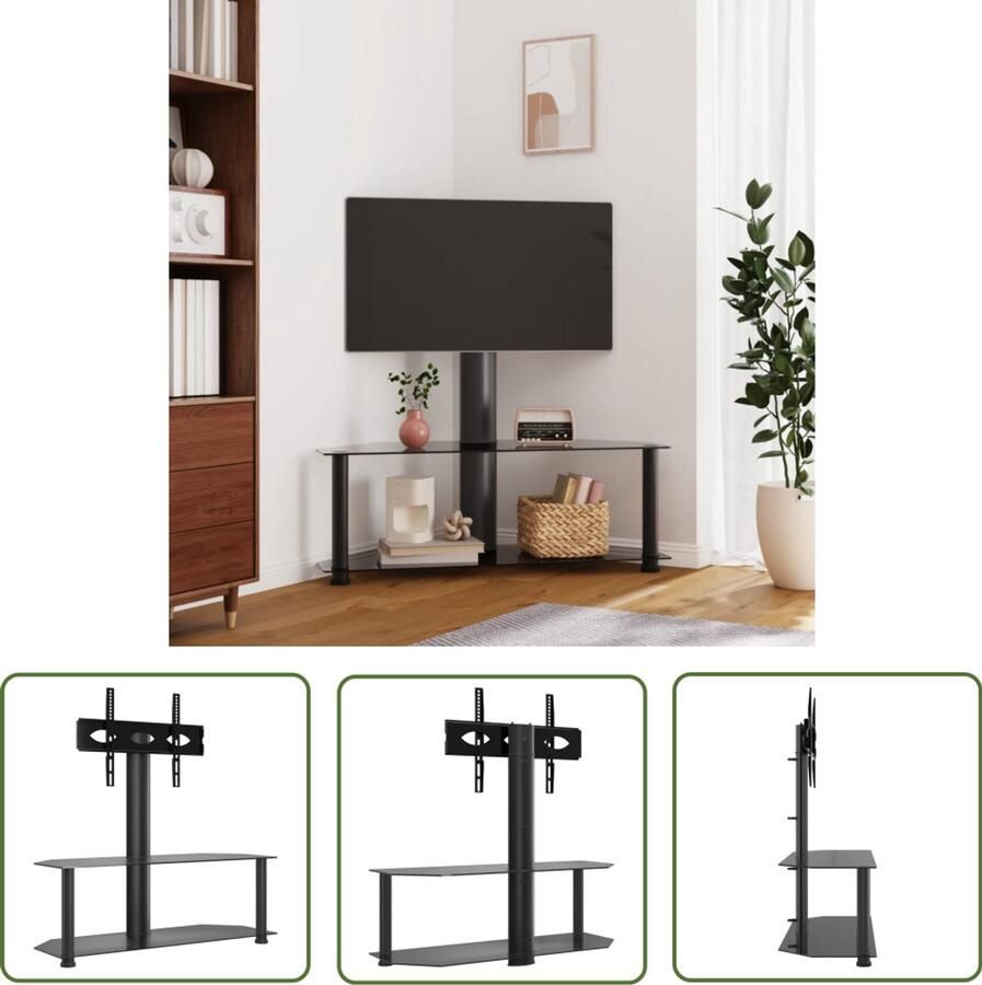 VidaXL The Living Store Tv-standaard hoek 2-laags voor 32-70 inch zwart Hoekstandaard Tv Hoekstandaarden Tv-meubel Tv Kast