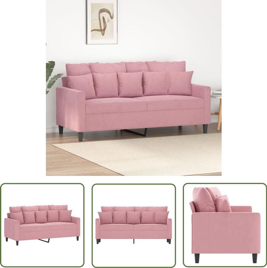 VidaXL The Living Store Tweezitsbank 140 cm fluweel roze Tweezitsbank Velours Bank Roze Bank Salontafel Bankstel