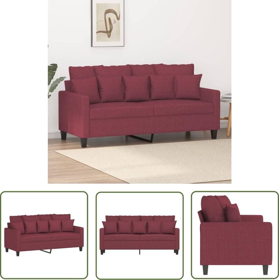 The Living Store Bank Wijnrood 2-zits 158 x 77 x 80 cm Duurzame stof Tweezitsbank Bank Lounge Woonkamerinrichting Rode Bank - Foto 2
