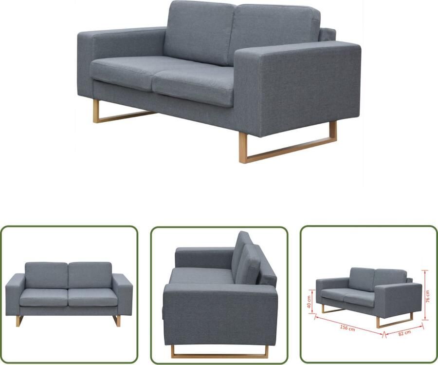 VidaXL The Living Store Tweezitsbank Banken 156 x 82 x 76 cm Lichtgrijs - Foto 2