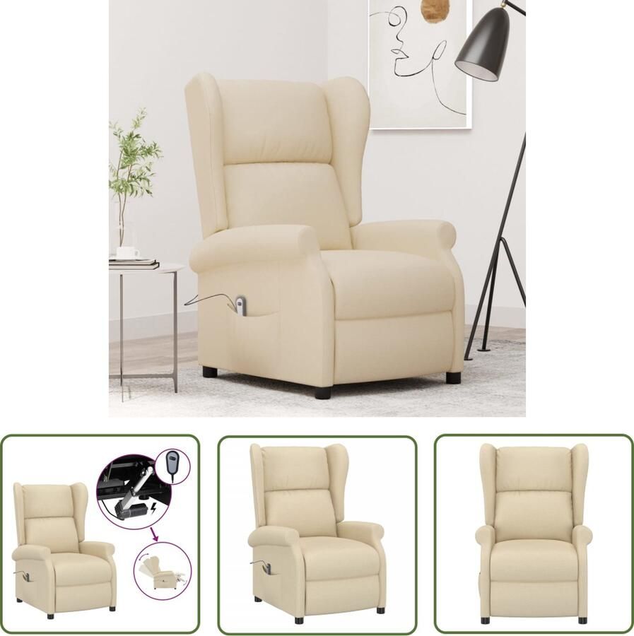 VidaXL The Living Store Verstelbare Leunstoel Armstoel 73x95x103 cm Crème