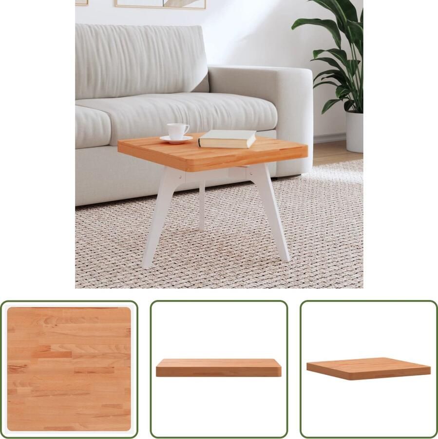 VidaXL The Living Store Vierkant Tafelblad 50x50x4 cm Massief Beukenhout