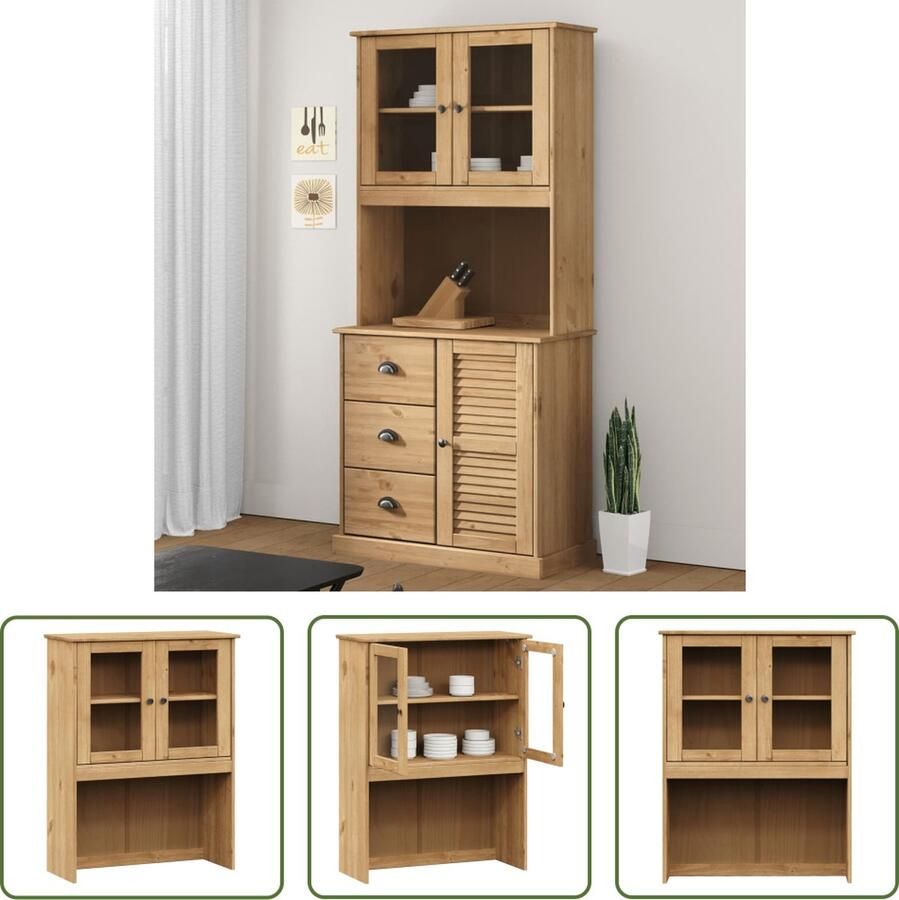 VidaXL The Living Store VIGO Opzetkast 78 x 30 x 100 cm Massief grenenhout met honingbruine wasafwerking