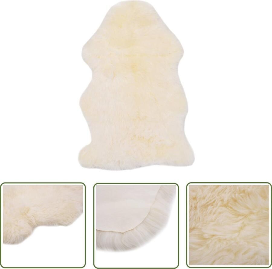 VidaXL The Living Store Vloerkleed 60x90 cm schapenvacht wit Schapenvacht Vloerkleden Vloerkleed Warmte Zacht