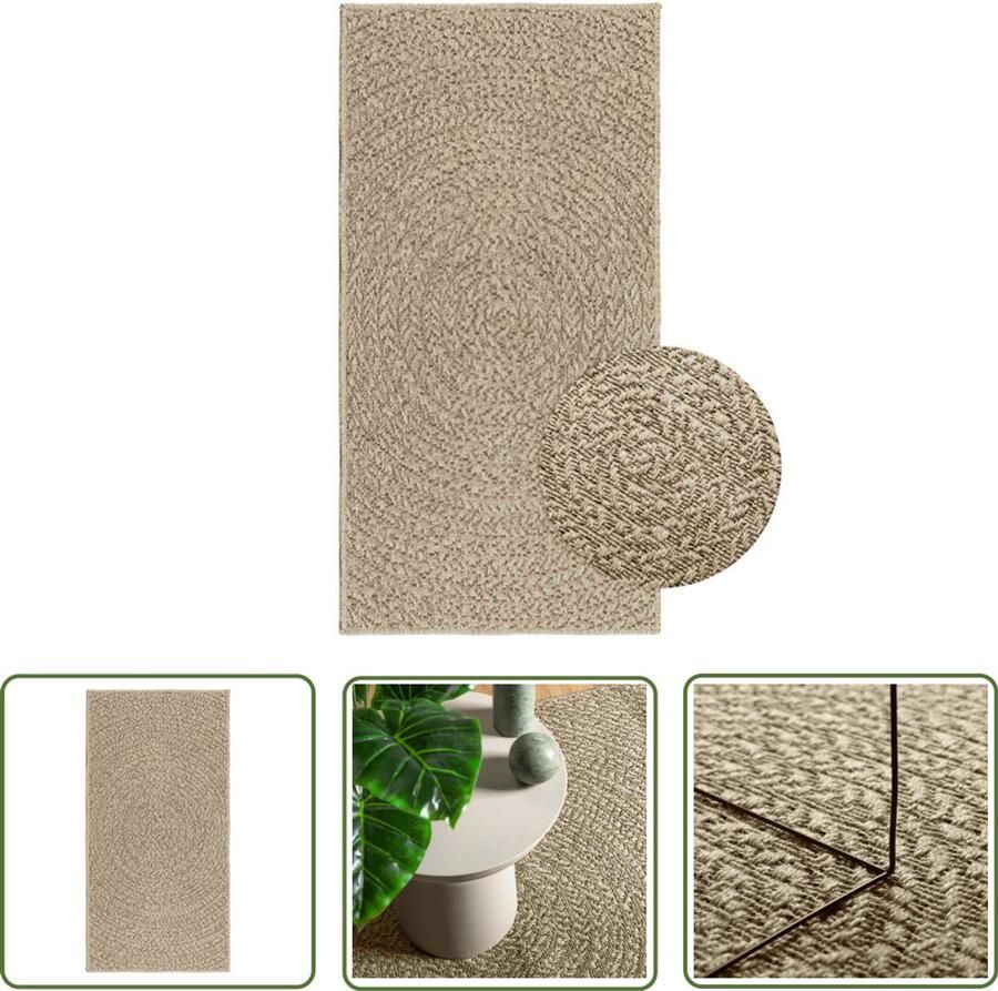 VidaXL The Living Store Vloerkleed ZIZUR beige binnen en buiten 60x110 cm jute look Vloerkleed Outdoor Tapijt Terras Tapijt Balkon Tapijt Jute Look Beige Vloerkleed