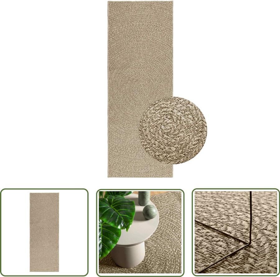 VidaXL The Living Store Vloerkleed ZIZUR beige binnen en buiten 80x200 cm jute look Vloerkleed Jute Look Outdoor Tapijt Terras Tapijt Balkon Tapijt Anti Slip Matten