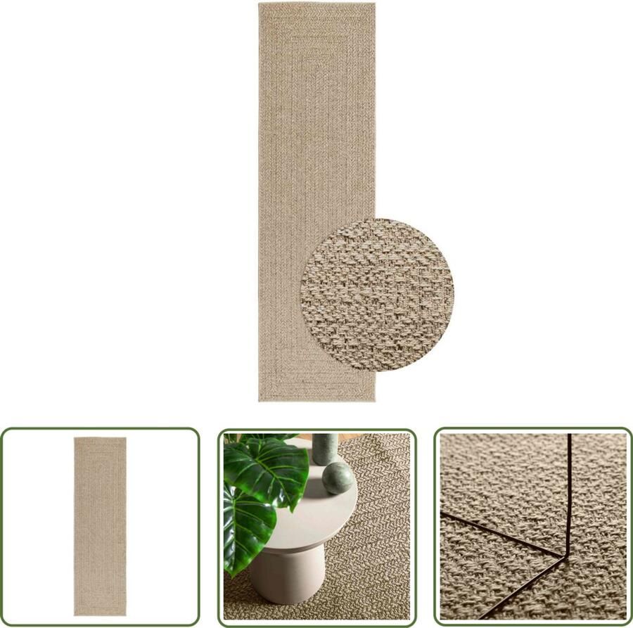 VidaXL The Living Store Vloerkleed ZIZUR beige binnen en buiten 80x250 cm jute look Vloerkleed Jute Look Outdoor Tapijt Terras Tapijt Balkon Tapijt Anti Slip Matten