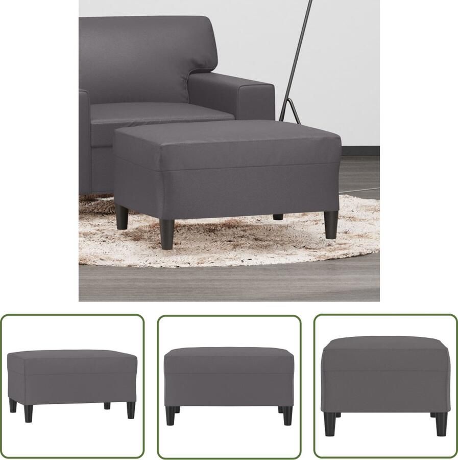 VidaXL The Living Store Voetenbank 70x55x41 cm kunstleer grijs Voetenbank Grijs Kunstleder Meubilair Lounge Stoel Relaxstoel