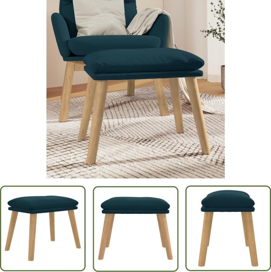 VidaXL The Living Store Voetenbank Blauw 45 x 29.5 x 35 cm Fluweel