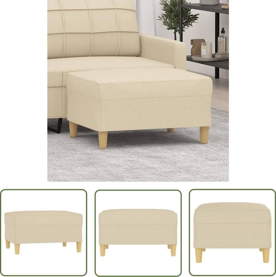 VidaXL The Living Store Voetenbank Crème 70 x 55 x 41 cm Comfortabel en stabiel