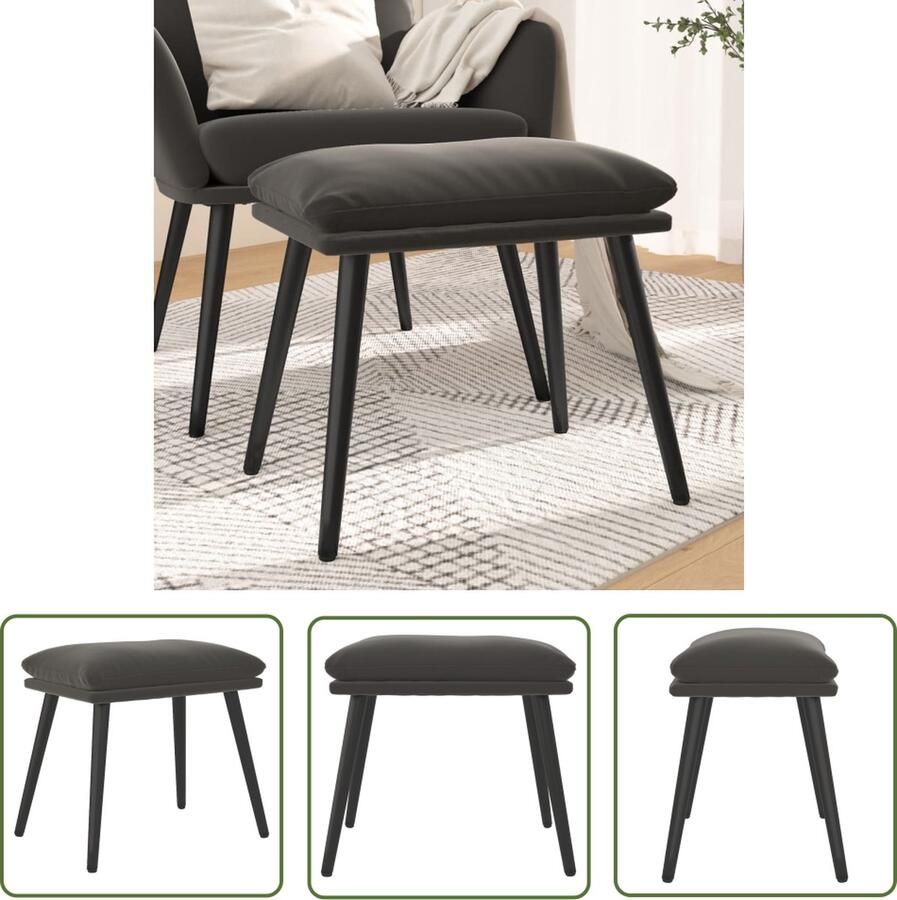 VidaXL The Living Store Voetenbank Donkergrijs Fluweel 45 x 29.5 x 39 cm Metalen poten
