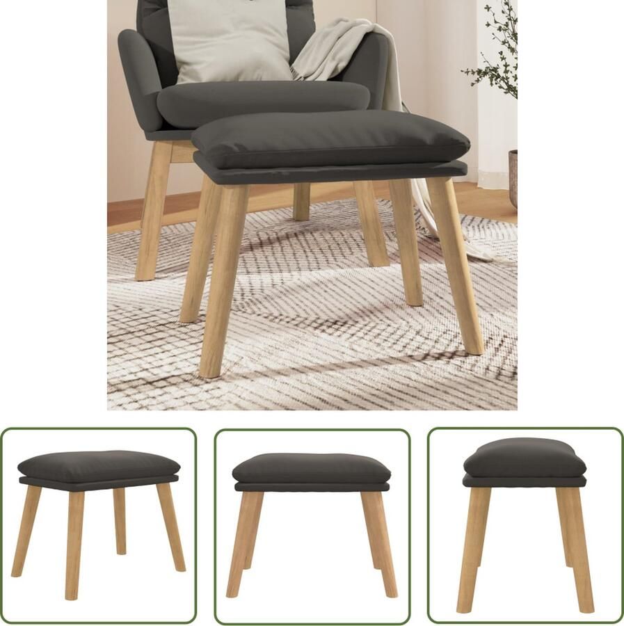 VidaXL The Living Store Voetenbank Donkergrijs Fluweel 45 x 29.5 x 39 cm Multifunctioneel
