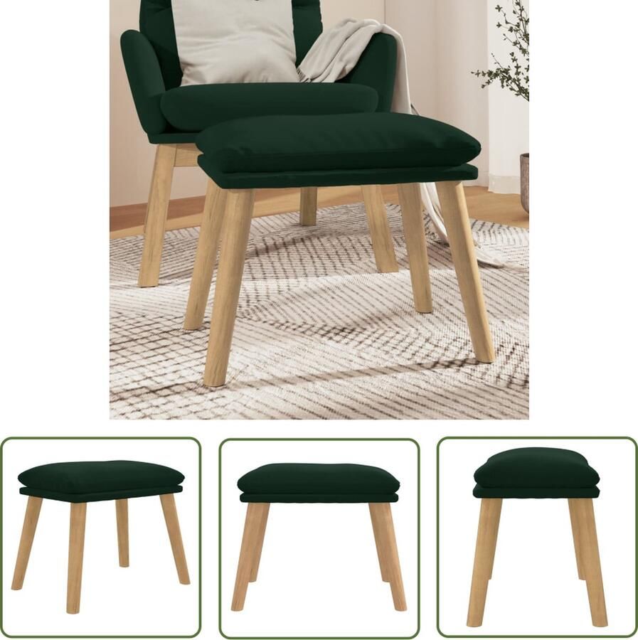 VidaXL The Living Store Voetenbank Donkergroen fluweel 45 x 29.5 x 35 cm Multifunctioneel