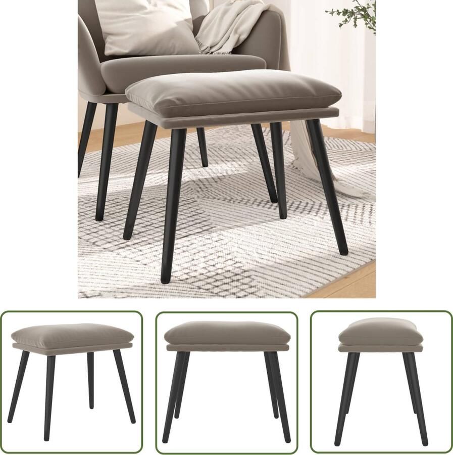VidaXL The Living Store Voetenbank Fluweel 45 x 29.5 x 35 cm Lichtgrijs