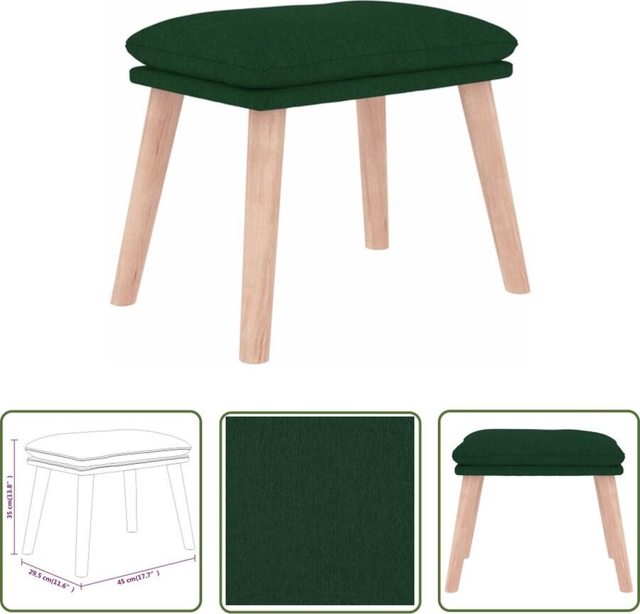 VidaXL The Living Store Voetenbank Houten poten Donkergroen 45 x 29.5 x 35 cm