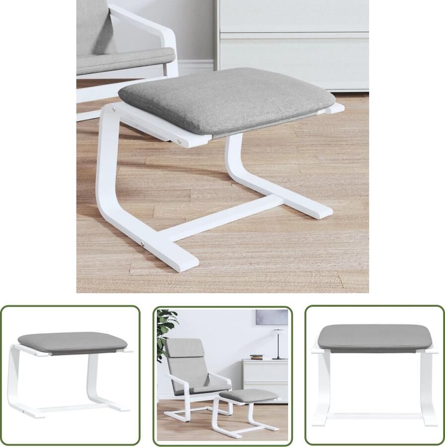 VidaXL The Living Store Voetenbank Lichtgrijs en Wit 51 x 41 x 40 cm Duurzaam materiaal