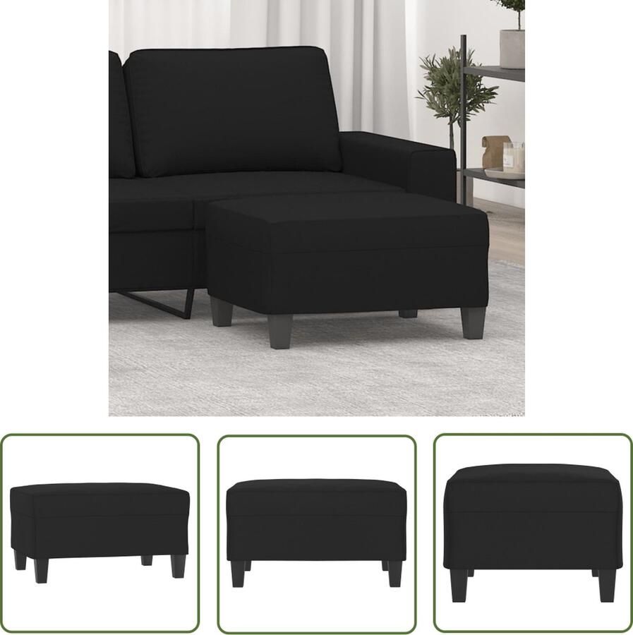 VidaXL The Living Store Voetenbank Microvezel Zwart 70x55x41 cm Duurzaam en Stabiel