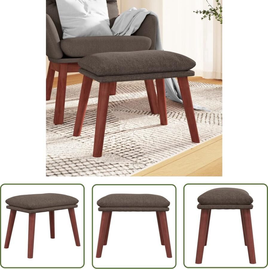 VidaXL The Living Store Voetenbank Taupe 45 x 29.5 x 35 cm Houten poten