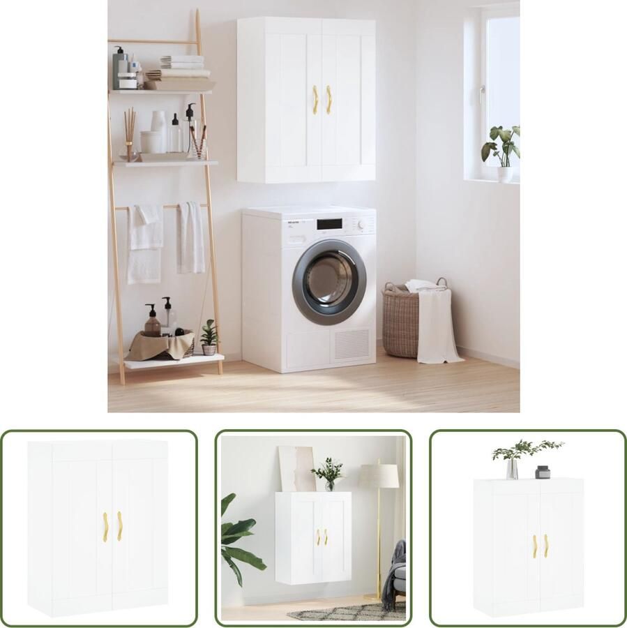 VidaXL The Living Store Wandgemonteerde Kast Elegant Opbergkast Afmeting- 69.5 x 34 x 90 cm Kleur- wit Materiaal- bewerkt hout en ijzer Montage vereist- ja The Living Store