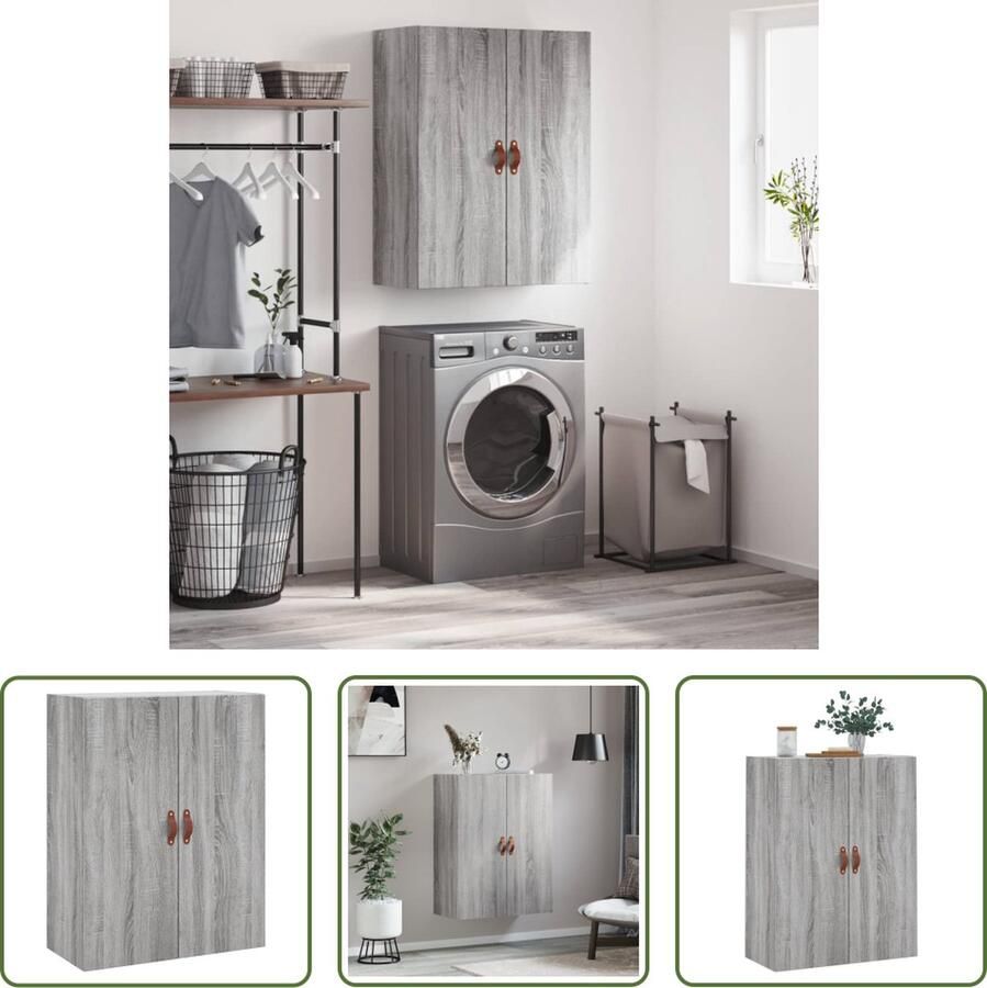VidaXL The Living Store Wandgemonteerde Kast Grijs Sonoma Eiken 69.5 x 34 x 90 cm Duurzaam Materiaal