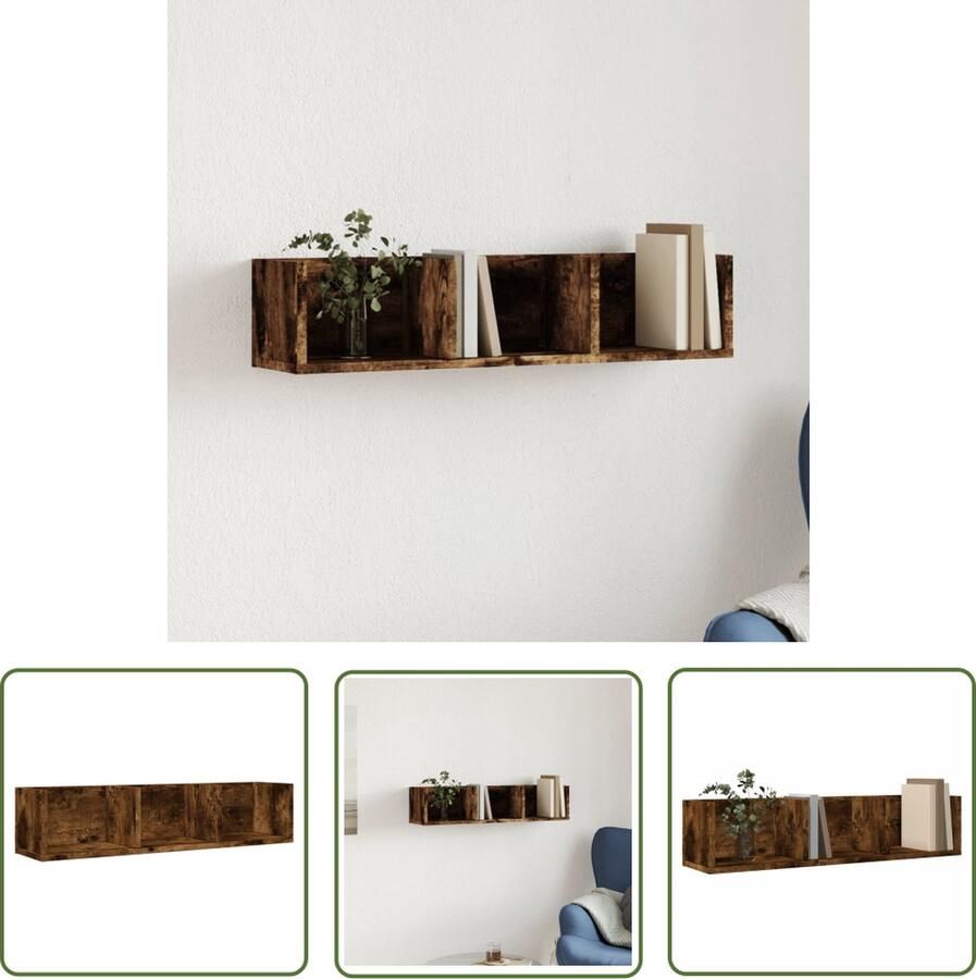 VidaXL The Living Store Wandkast 75x18x16 5 cm bewerkt hout gerookt eikenkleurig Zwevende Wandkast Houten Wandkast Wanddecoratie Bergruimte Opbergkast