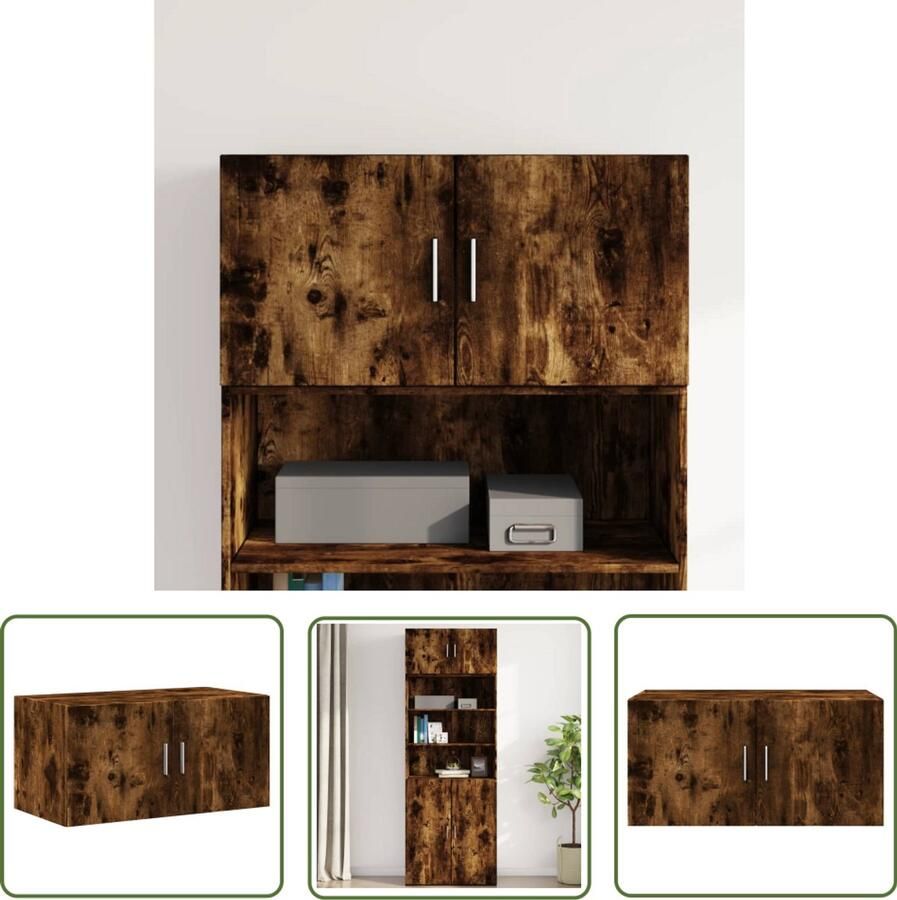 VidaXL The Living Store Wandkast 80x42 5x40 cm bewerkt hout gerookt eikenkleurig Wandkast Houten Kast Opbergkast Bergruimte Keukenopstelling