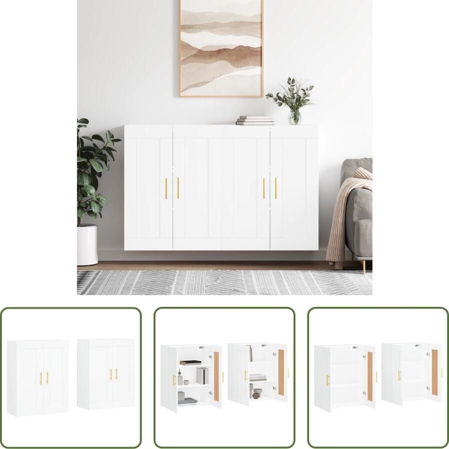 VidaXL The Living Store Wandkast Opbergkast 69.5 x 34 x 90 cm Wit Hout IJzer