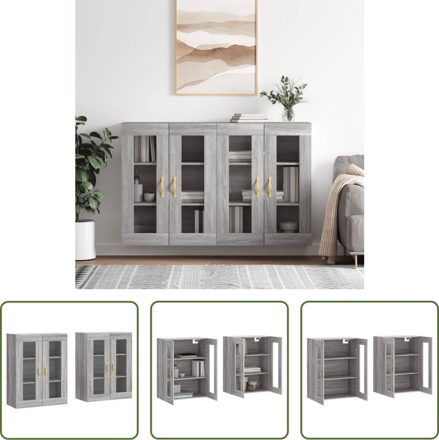 VidaXL The Living Store Wandkast praktisch en decoratief opbergkast 69.5 x 34 x 90 cm kleur- grijs sonoma eiken