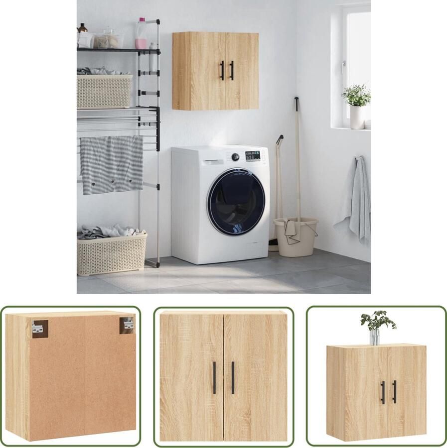 VidaXL The Living Store Wandkast Sonoma Eiken 60 x 31 x 60 cm Zwevend Displayfunctie - Foto 4