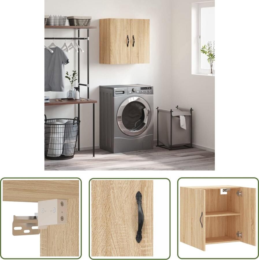 VidaXL The Living Store Wandkast Sonoma Eiken 60 x 31 x 60 cm Zwevend Displayfunctie - Foto 5