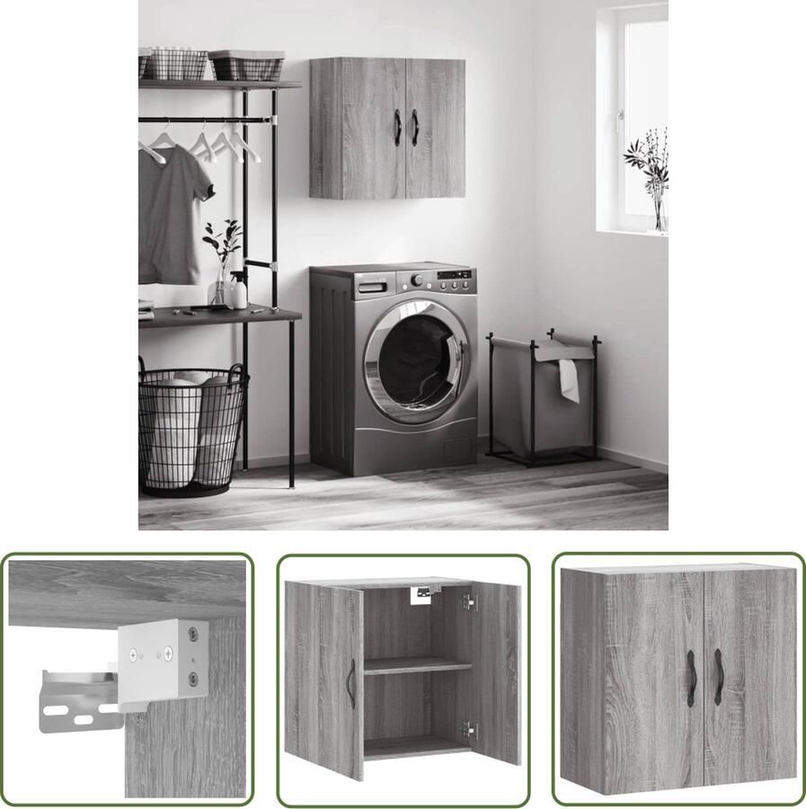 VidaXL The Living Store Wandkast Sonoma Eiken 60x31x60 cm Duurzaam materiaal Voldoende opbergruimte - Foto 2