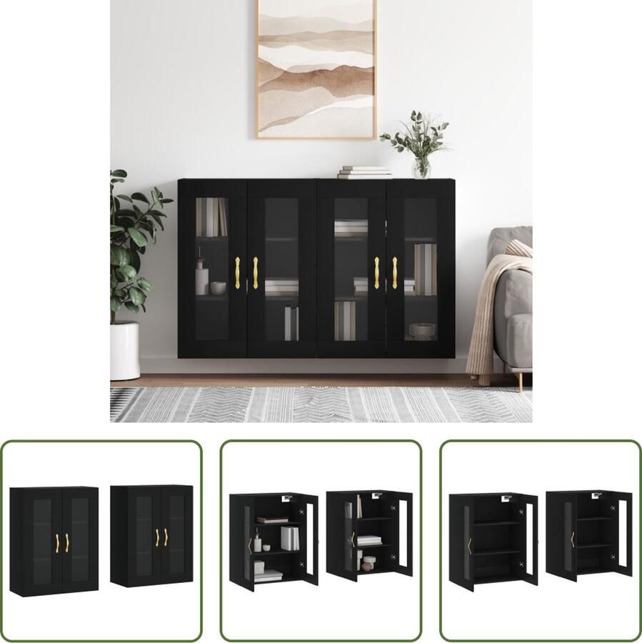 VidaXL The Living Store Wandkast Stijlvol Hangkast 69.5 x 34 x 90 cm Zwart