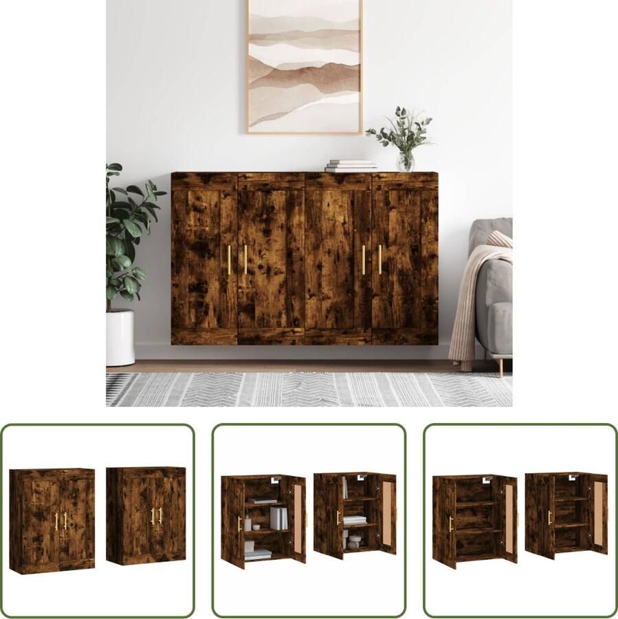 VidaXL The Living Store Wandkasten Wandmeubel 69.5 x 34 x 90 cm Gerookt eiken hout