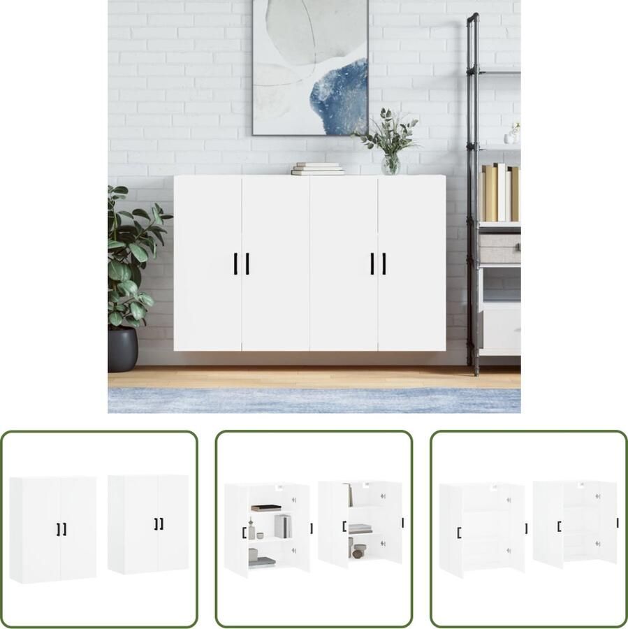 VidaXL The Living Store Wandmeubel Opbergkast 69.5 x 34 x 90 cm Kleur- wit