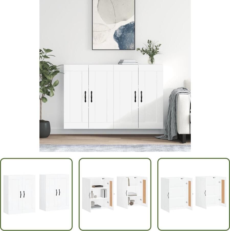 VidaXL The Living Store Wandmeubel Praktische decoratieve Wandkasten Afmeting- 69.5 x 34 x 90 cm Ken- Stevig materiaal