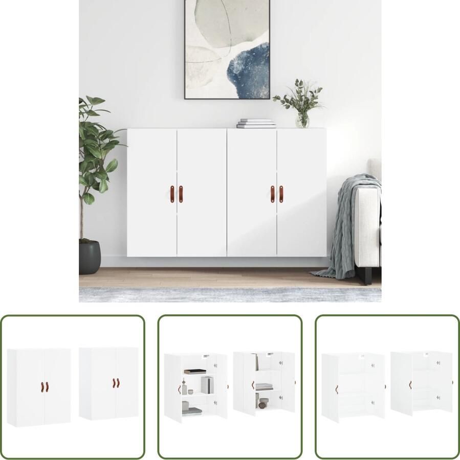 VidaXL The Living Store Wandmeubels Elegant Opbergkast Afmetingen- 69.5 x 34 x 90 cm Kleur- Wit