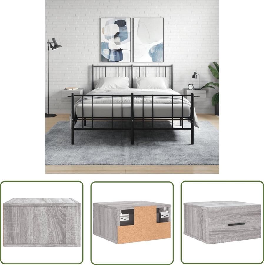 VidaXL The Living Store Wandnachtkastje Sonoma Eiken 35 x 35 x 20 cm Set van 2 - Foto 2