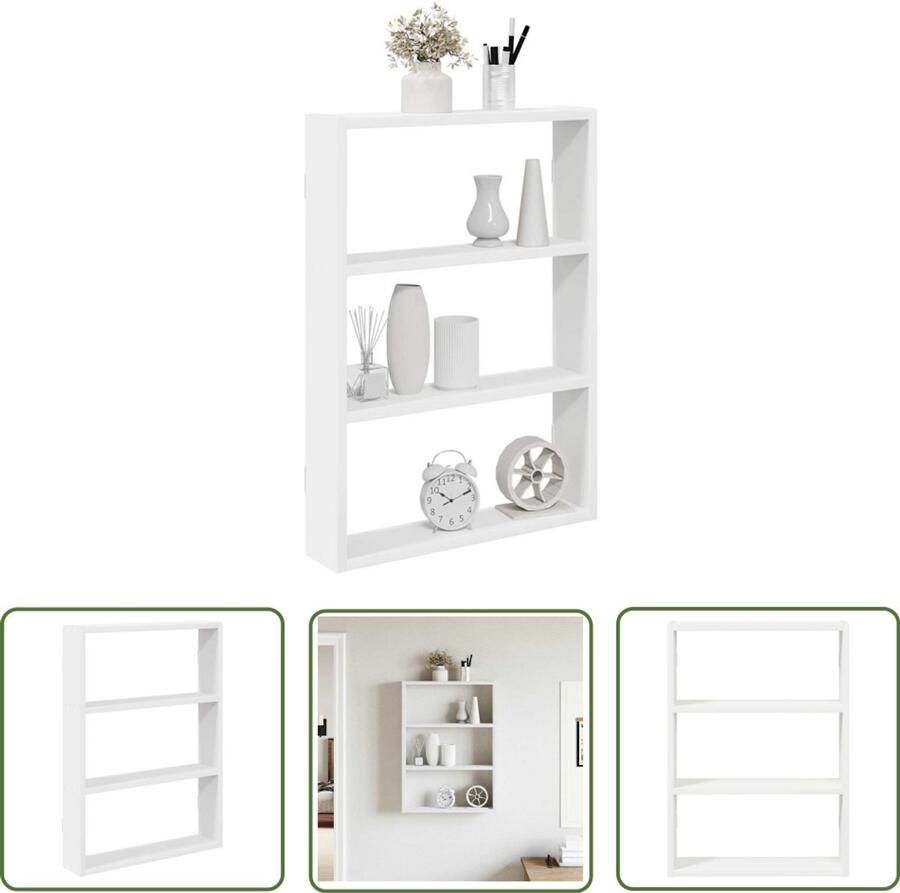 VidaXL The Living Store Wandschap 43x9x60 cm bewerkt hout wit Wandplank Houten Plank Opbergplanken Zwevende Plank Badkamerkastje