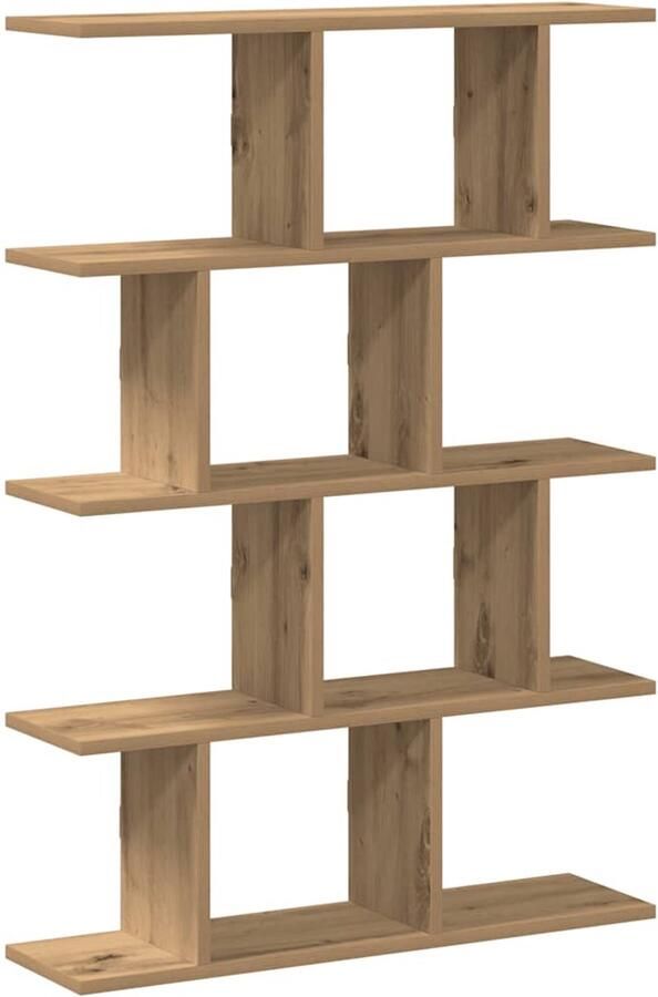 VidaXL The Living Store Wandschap kubus 12 vakken bewerkt hout artisanaal eikenkleurig Wandkast Houten Wandrek Opslagoplossing Woonaccessoires Design Meubilair